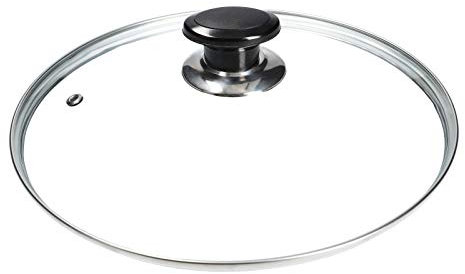 LUTH Premium Profi Parts - Tapa de vidrio universal 20cm con manija y borde protector de acero inoxidable para ollas, sartenes, caserolas.