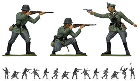 Airfix Model Figures Set - A02702V WWII German Infantry - Model Building Kit Accessories, Plastic Model Kits for Adults & Children 8+, Set Includes 14 Unpainted Figures - Model Accessory for Dioramas
