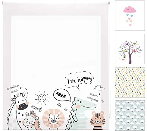 Blindecor Digital Kinder | durchscheinendes Rollo mit Digitaldruck, Modell Zoocool | 90 x 180 cm (BxH) | Stoffgröße 87 x 175 cm | Fensterrollos