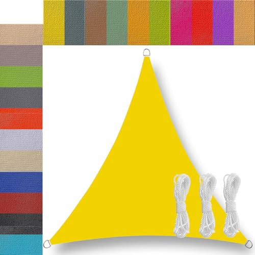 tenda a vela 4x4x4m triangolare da terrazzo esterno giardino impermeabile telo vela ombreggiante da esterno giardino balcone patioattività all'aperto Giallo fluorescente