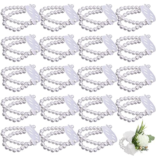 Vepoty Elastische Perlengelenksbänder 20pcs Armband Corsage Armband Für Hochzeit Abschlussball Hand Blumen Strandparty