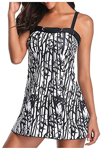 Tankini Damen Badeanzug Bauchweg Zweiteilige Badekleider Bademode High Neck Figurformender Retro Tankini Set Elegant Badeanzüge Strandmode Strandkleid Beachwear