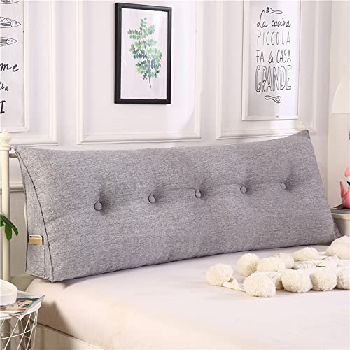 RAKTOV Großes Kopfteilkissen, Lesekissen, dreieckige Rückenlehne, dreieckiges Nachtkissen, Kopfteilkissen, Lendenkissen für Tagesbett, Sofa, 120 x 50 x 20 cm, Hellgrau