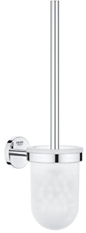 GROHE Start Cosmopolitan, Toilettenbürstenset WC ohne Bohren (Klobürste mit Halter, Wandmontage, zum Kleben oder Bohren geeignet, Kleber separat kaufen, mit Schrauben und Dübel), chrom, 41169000