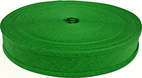 100% Cotton Bias Binding Tape 50m, Double Folded 50 Metre Roll, 1 Inch 25mm Wide, Edging for Sewing, Bunting, Upholstery, Furniture, Piping & Garments (Grass Green 6316)