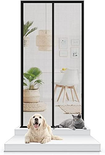 Moskitotür For Katzen – Haustier-Trennwand-Abdeckung, Türstopper, Tür-Trennvorhänge Mit Reißverschluss, Verstärkter Netzvorhang, Hund, Katze, For Moskitonetz, Verandafenster ( Color : Black , Size : 8