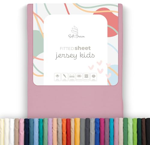 Soft Dream Spannbettlaken 90x200 cm Baumwolle Jersey | Puderrosa | Steghöhe 30 cm | 150 g/m² | gekämmte Baumwolle | OEKO-TEX Standard 100