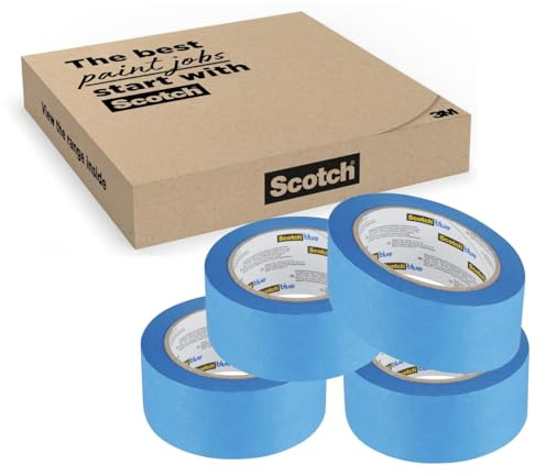 ScotchBlue Ruban de Masquage de Peinture Multi-Surfaces, 48 mm x 41 m, 4 Rouleaux- Scotch Ruban Adhésif Polyvalent pour Travaux de Peinture et Décoration, Intérieur et Extérieur, 70% PEFC