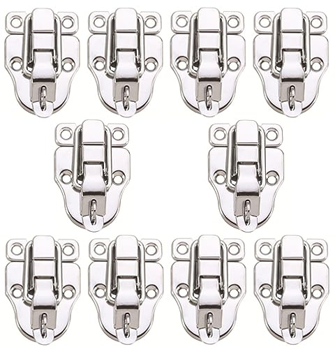 10Pack Metal Duckbilled Box Hasp Lock Toggle Latch Catch for Wooden Case Boxes Toolbox Silver