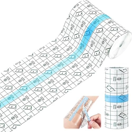Eowppue Esparadrapo Transparente Impermeable 15 cm x 10 m, curita para Ducha, película para Tatuajes, Set de apósitos Impermeables