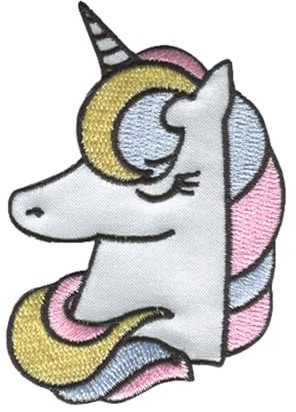 Catch the Patch Einhorn Kopf Aufnäher zum Aufbügeln Fantasy 5,1 x 7,5 cm Bügelbild für Kinder Mädchen mit Glitzer Regenbogen Prinzessin, Bastel DIY Mitbringsel Kindergeburtstag Geschenk