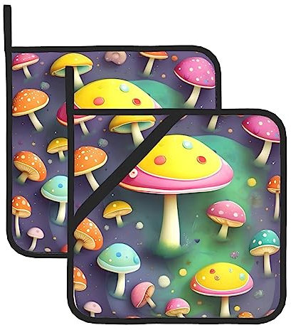 YYHHAOFA Colorful Dream Lot de 2 maniques carrées résistantes à la chaleur 20,3 x 20,3 cm : épais et durable, anti-brûlure et isolant thermique