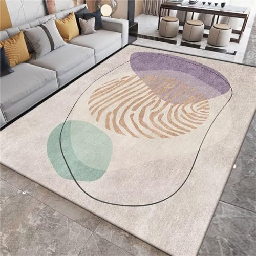 RUGMRZ Teppichmatte Rutschfester, Verschleißfester, Moderner, Einfacher Kinderzimmer-Kurzflor-Teppich Für Wohnzimmer Und Flur Teppich Läufer Gleitschutz 100X160Cm Lila Fliesen