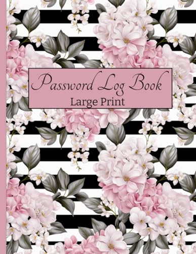 Blooming Harmony: Pink Flowers & Bold Stripes Password Organizer for Seniors Organize 300+ Logins with Alphabetical Tabs: 8.5 x 11 Inches | Large ... for Easy Access and Safe-Keeping of Passwords