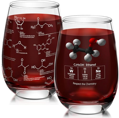 Yungyan 2 Pcs Chemistry Gifts Stemless Clear Wine 15 oz Science Glass Cup