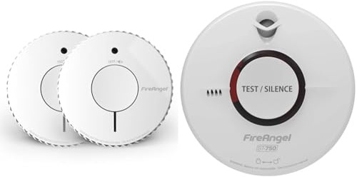 FireAngel Optical Smoke Alarm with 10 Year Sealed For Life Battery, FA6620-R-T2 (ST-622 / ST-620 replacement, new gen) - Twin Pack, White & ST-750T Thermoptek Smoke Alarm