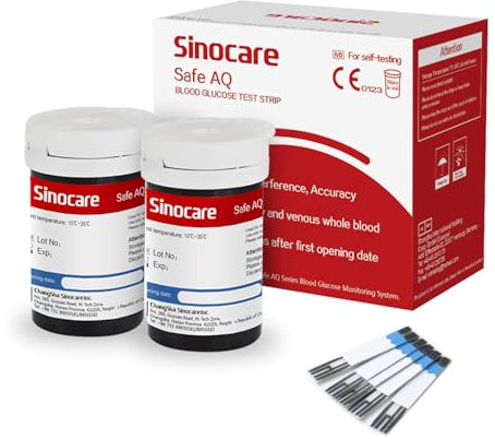 Sinocare Safe AQ Strisce Glicemia Senza Lancette, Strisce Reattive per Safe AQ Glucometro, 50 pcs