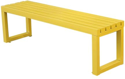 LXRHLIKG Backless Outdoor Bench, Pure Wrought Iron Metal Garden Bench With Reserved Fixing Holes For Yard Porch Balcony Park(Yellow,150cm/59in)