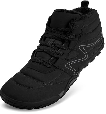 Mabove Chaussures pieds nus Hommes Femmes Largeur Chaussures de trail Chaudement Doublées Chaussures d'hiver Bottes de neige (Riche noir,43 UE)