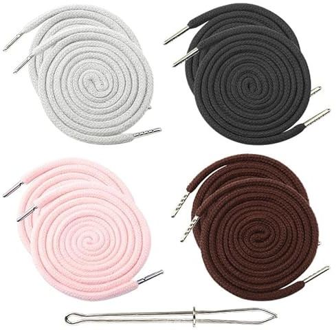 KOZOY Cord for Jogging Bottoms for Pants, 8 Pcs Replacement Drawstring Cord with 1 Threader, 130 cm Metal Hoodies Waistband Cord Strings for Hoodies, Sweatpants, Sweaters, Jogging Bottoms