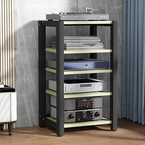 Audio-Aufbewahrungsregal Beistelltisch Plattenspieler Regal Multifunktionales Ablageregal Plattenspieler-Ständer mit Stauraum Einfach zu Montieren für Wohnzimmern Aufnahmestudios.(Nero,60x50x100cm)
