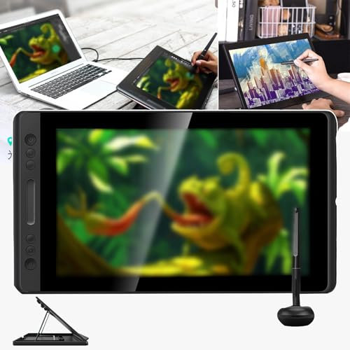 PLABNK Tavoletta Grafica da 11,6 Pollici - con Grafica dello Schermo, Display Interattivo Completamente Laminato, Altezza Rilevamento 10 Mm, con Supporto/Penna Regolabile, per Disegni Mano,A