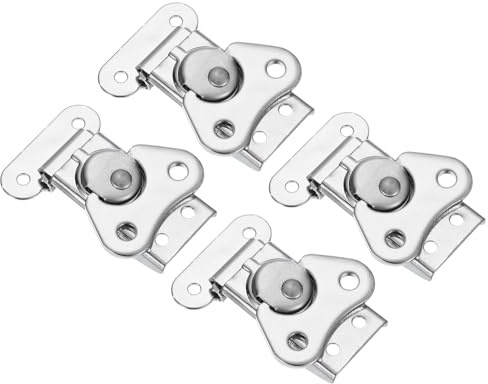 PATIKIL Spring Loaded Small Butterfly Twist Latch 2x1.5, 4 Pack Steel Twist Latch and Keeper Toggle Clamp Metal Hardware for Case Box Chest Closure, Silver Tone