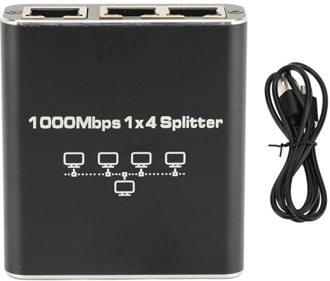 Ethernet Splitter 1 to 4, 1000Mbps High Speed Gigabit Network Switch RJ45 Splitter USB Powered Gigabit Internet Splitter Connector for Cat 5/5e/6/7/8 Cable