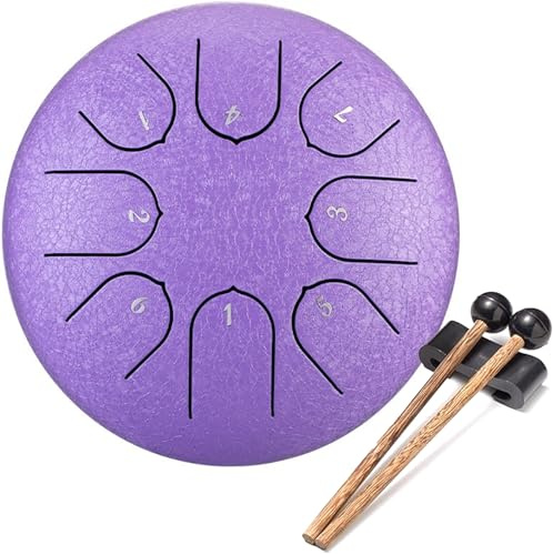 Premium Steel Tongue Drum Handpan 15cm (6) | 8 Noten mit Tragetasche, Musikbuch & Schlägeln | Meditationsinstrument für Yoga, Klangtherapie & Musikpädagogik | Ideales Musikgeschenk