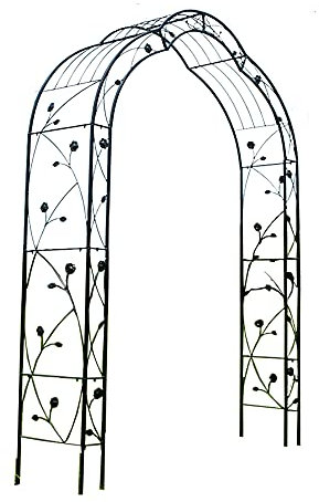 Iron Garden Arch Flower Stand for Climbing Plants and Roses Outdoor Lawn Backyard Decor Self Assembled Black Plant Support 150x39x250cm