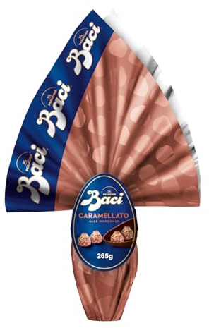 BACI PERUGINA Uovo di Pasqua 2026 Cioccolato Caramellato alle Mandorle con Sorpresa Esperienziale e 4 Cioccolatini 265g