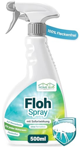 HomeBugProtect Floh Spray 500ml - effektive Floh Abwehr für Wohnung und Möbel - Anti Flohmittel als Umgebungsspray gegen Flöhe im Haushalt