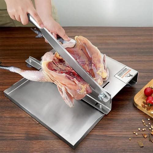 ZYJIX Chopper De Acero Inoxidable De Carne - Cortador De Carne De Hueso Manual para Uso Doméstico Y Comercial, Ideal para Cortar Pescado, Pollo, Carne De Res, Carne Congelada Y Verduras