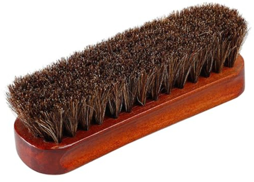 WRITWAA Wooden Horsehair Shoe Brush for Leather Shoes Small Size and Polishing Gentle on Leather Multifunctional Boot Care Brush