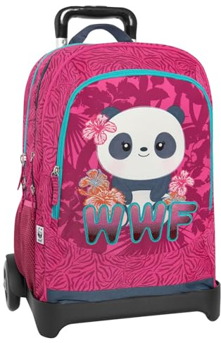 PRESTIGE & DELUXE Trolley Schulrucksack abnehmbar WWF Koala Fuchsia für Mädchen + 7 löschbare Stifte und Schlüsselanhänger Pailletten, mehrfarbig, M