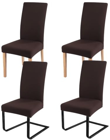 ZCLIKEU Stuhlhussen 4er Set Schwingstühle Universal Husse, Moderne Stretch Stuhlhussen Abnehmbarer Waschbarer Stühle für Haus, Küche, Hotel, Restaurant, Hochzeit Partys – Dunkelbraun