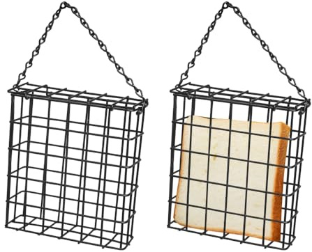 Vogelfutterspender aus Metalldraht, 2 Stück Hängender Käfig Vogelfutterstation mit Offenem Gitter, Wildvögel Futterkorb für den Außenbereich, Garten, Balkon, Baumzweig