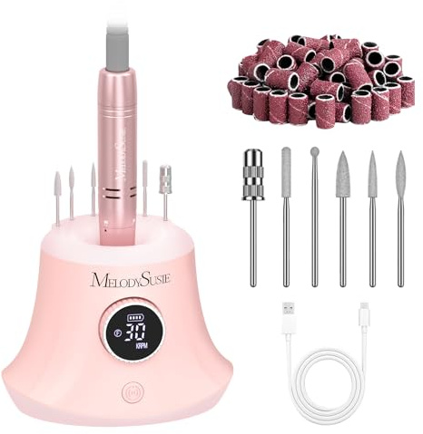 MelodySusie Tisch-Nagelfräser SC320G für Einsteiger & Nageldesigner | 30.000 U/min, Wiederaufladbar, Aufsatzhaltern, zum Nageldesign & Gel-Entfernung, für Salon & Zuhause
