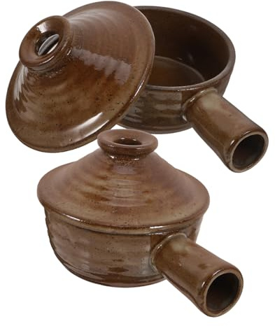 Cabilock 2 Piezas Cazuela De Microondas Olla Caliente Olla De Sopa De Cebolla Francesa Cacerola De Cerámica Tazones Aptos Para Microondas Estofado Cazuela