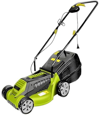 Electric Lawn Mower 1600W, 30L Grass Box, 32cm Cutting Width, 3 Adjustable Cutting Heights (25-65mm), Foldable Handle for Easy Storage, lawn scarifier for Garden, Yard & Farm
