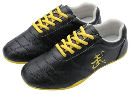 SXTYYH Cuir Chaussures De Taekwondo for Le Tai Chi Et Le Yoga, Souples Chaussures Kung Fu for Femmes Et Hommes Entraînement Karaté Chaussures D'arts Martiaux(Noir,43EU)