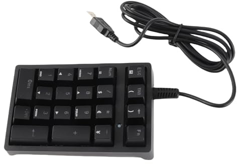 Cryfokt Mini Tastierino Numerico Meccanico, Cablato, Interruttore Blu, LED a Colori, Portatile, Tastierino Numerico K21 - Costruzione ABS Resistente per Dirigenti