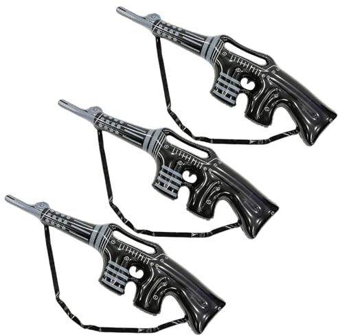 GYIOFAI 3 Pièces Pistolet Gonflable Tommy 80 cm, Arme Factice Morceaux De Jouets À Canon Gonflable, Pistolet Jouet Accessoire de Déguisement pour Adulte Costume de Gangster (Noir)