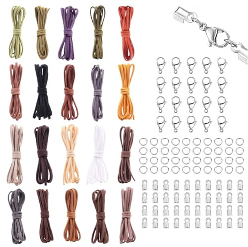 Gaodercha Cordoncino in pelle per catene, 20 colori, 1 m x 2,6 mm, in velluto coreano, per collane fai da te, per la creazione di braccialetti e gioielli