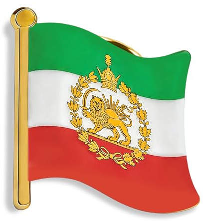 Brosche mit iranischer Karte, Edelstahl, Persien, Iran-Flagge, Löwe und Sonnenkrone/Faravahar/Derafsh Kaviani, persisch, iranische Anstecknadeln, Brosche, Anstecknadel, Anstecknadel, Souvenir