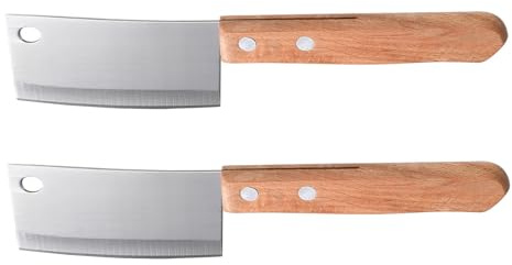 YARNOW Couteaux Cuisine Chinois 2 Pièces en Acier Inoxydable Manche en Bois, Trancheuses à Fromage et Couteaux à pour Préparation Cuisine
