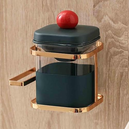 Cenicero De Pared Para Inodoro, 3D Ceniceros De Cerámica Y Vidrio Tipo Dividido, Con Cubierta Resistente Al Viento Y Marco De Acero Inoxidable, Seguro Para Interiores Y Exteriores(Green)