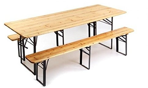 GrecoShop Set Birreria con Tavolo e Panche Pieghevoli in Legno