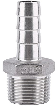 SS304 Conector de Manguera Racor de Tubería Adaptador de Manguera de Acero inoxidable Rosca BSP Macho(3/4 * 15mm)