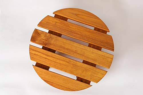 RADO WOOD Wooden Plant Pot Caddy - 38cm Round - Rustic style - Garden Plant Pot Trolley - Stand Mover Dolly on Wheels - PREMIUM - Indoor & Outdoor – light brown